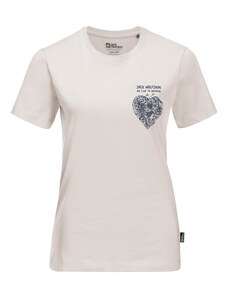 JACK WOLFSKIN Функционална тениска 'DISCOVER HEART' бежово / нейви синьо