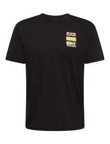 EA7 Emporio Armani Тениска кафяво / светлозелено / черно / бяло