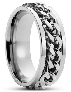Lucleon Sentio | Сребрист стоманен пръстен с curb верижка
