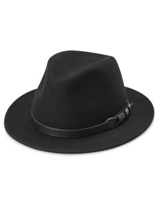 Fawler Черна шапка федора с плоска периферия Flavio