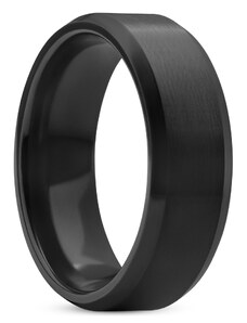 Lucleon Черен матиран керамичен пръстен с полирани скосени ръбове 8 мм