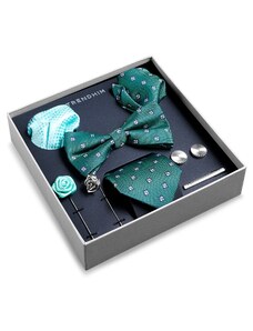 Trendhim Подаръчна кутия с аксесоари за костюм | Kомплект в ментовозелено с ромбоидни шарки