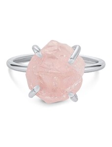 Сребърен прост розов кварцов сребърен пръстен