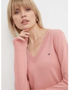 Пуловер Tommy Hilfiger дамски в розово от лека материя WW0WW40098