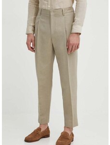 Панталон с лен Calvin Klein в бежово с кройка тип чино K10K112879