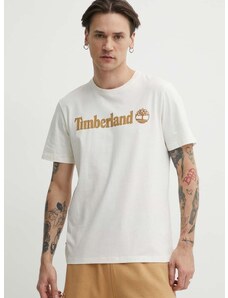 Памучна тениска Timberland в бежово с принт TB0A5UPQCM91