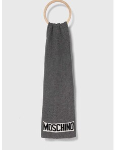 Шал Moschino мъжки в сиво с изчистен дизайн