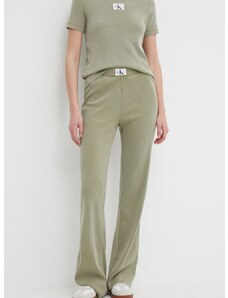 Панталон Calvin Klein Jeans в зелено с разкроени краища, висока талия J20J223126