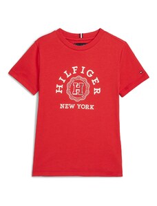 TOMMY HILFIGER Тениска червено / черно / бяло