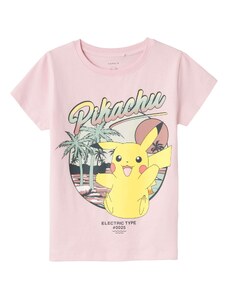 NAME IT Тениска 'Axaja Pokemon' жълто / антрацитно черно / мента / бледорозово