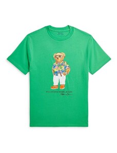 Детска памучна тениска Polo Ralph Lauren в зелено с принт