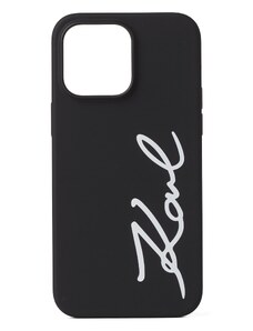 Karl Lagerfeld Калъф за смартфон 'Signature Logo iPhone 13 Pro Max' черно / бяло
