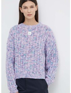 Вълнен пуловер American Vintage PULL ML COL ROND дамски в лилаво от топла материя POY18AE24