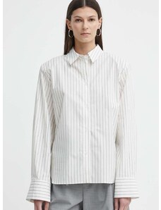 Памучна риза Gestuz дамска в бяло със свободна кройка с класическа яка 10908660