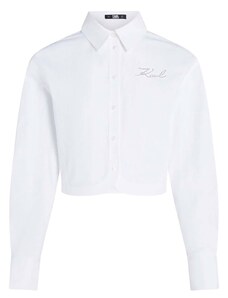 KARL LAGERFELD Риза Crop Poplin Shirt 241W1602 100 white