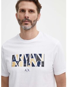 Памучна тениска Armani Exchange в бяло с принт