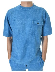 STREET STYLE Синя Мъжка тениска варен памук овърсайз