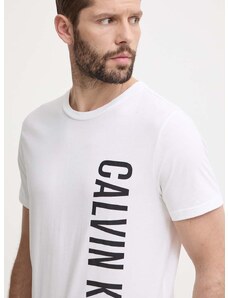 Памучна тениска Calvin Klein в бяло с принт KM0KM00998
