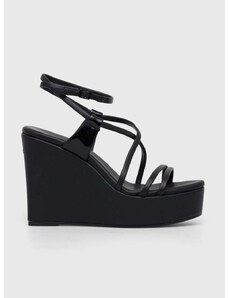 Кожени сандали Calvin Klein WEDGE в черно HW0HW01952