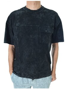 STREET STYLE Мъжка черна ефектна тениска варен памук