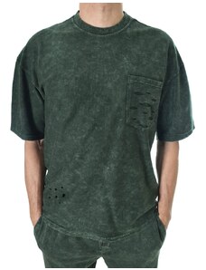 STREET STYLE Мъжка ефектна зелена тениска варен памук