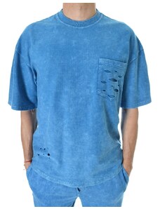 STREET STYLE Мъжка ефектна синя тениска варен памук