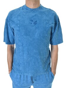 STREET STYLE Мъжка ефектна тениска варен памук в синьо