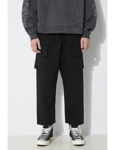 Памучен панталон Rick Owens Woven Pants Creatch Cargo Cropped Drawstring в черно със стандартна кройка DU01D1371.CB.09