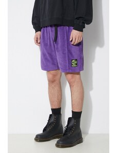 Джинсов къс панталон PLEASURES Flip Corduroy Shorts в лилаво P24SP020.PURPLE