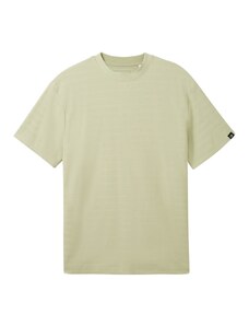 TOM TAILOR DENIM Тениска зелено / черно / бяло