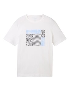 TOM TAILOR Тениска светлосиньо / черно / бяло