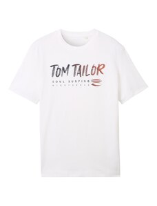 TOM TAILOR Тениска огнено червено / тъмночервено / черно / бяло