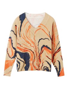 Desigual Пуловер тъмносиньо / светлокафяво / оранжево