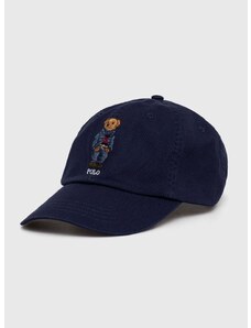 Памучна шапка с козирка Polo Ralph Lauren в тъмносиньо с апликация 211949925