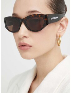 Слънчеви очила Balenciaga в кафяво BB0330SK