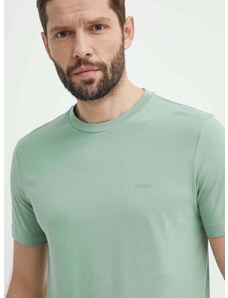 Памучна тениска BOSS в зелено с изчистен дизайн 50468347