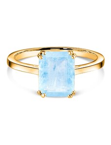Сребърен пръстен Golden Rectangle Aquamarine Elegance