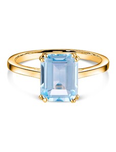 Сребърен пръстен Golden Rectangle Blue Topaz Elegance