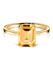 Сребърен пръстен Golden Rectangle Citrine Elegance