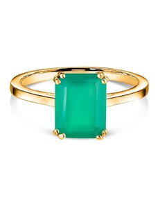 Сребърен пръстен Golden Rectangle Green Onix Elegance
