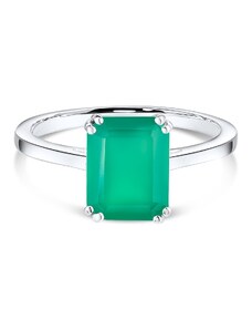 Сребърен пръстен Silver Rectangle Green Onix Elegance