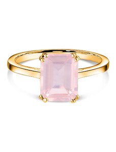 Сребърен пръстен Golden Rectangle Rose Quartz Elegance