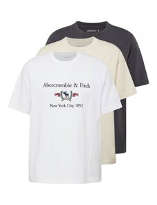 Abercrombie & Fitch Тениска светлобежово / антрацитно черно / червено / бяло