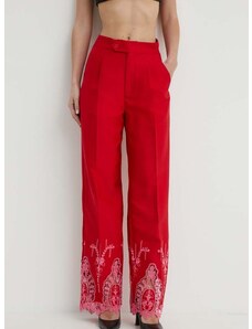 Панталон Never Fully Dressed в червено със стандартна кройка, с висока талия