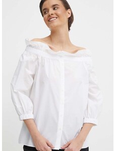 Памучна блуза Mos Mosh дамска в бяло с изчистен дизайн
