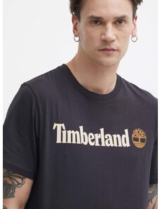 Памучна тениска Timberland в черно с принт TB0A5UPQ0011