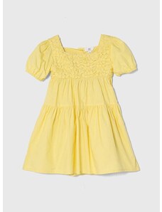Детска памучна рокля zippy в жълто среднодълга разкроена
