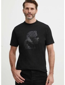Памучна тениска Karl Lagerfeld в черно с принт 542224.755082
