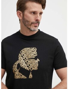Памучна тениска Karl Lagerfeld в черно с принт 542224.755082