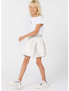 Детска рокля Karl Lagerfeld в бяло къса разкроена